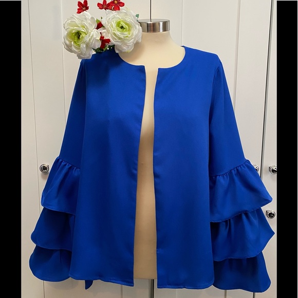 Jackets & Blazers - New! Blue Waterfall Open Front Jacket Bell Sleeves